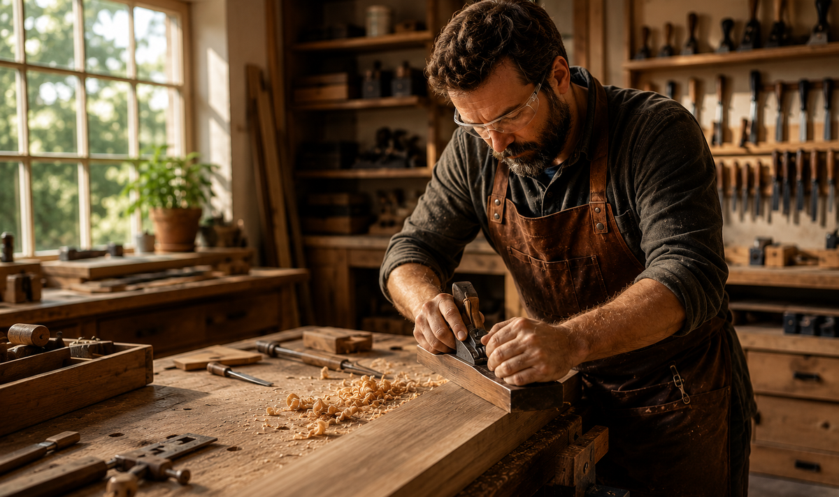 Craftsman working with wood